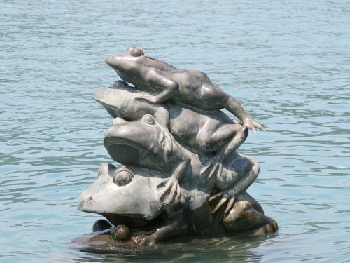 “九蛙”是日月潭水位的高度計(jì),2月6日露出“4只半”,顯示有效蓄水量還高于九成。臺(tái)灣《聯(lián)合報(bào)》記者黑中亮/攝影